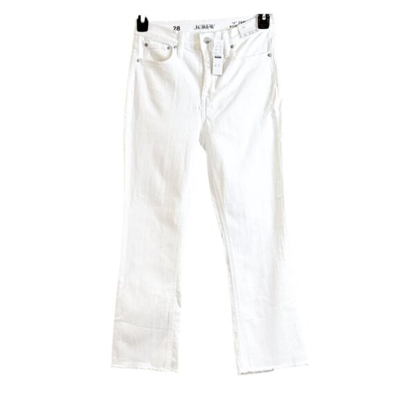 J. Crew Women's 10" Billie Boot Crop Jeans White Raw Hem Size 28 NWT - Picture 3 of 6